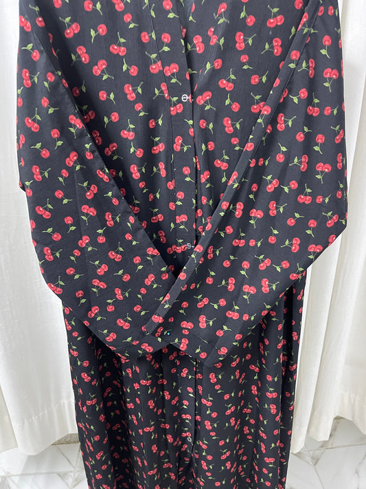 Cherry Print Abaya Only