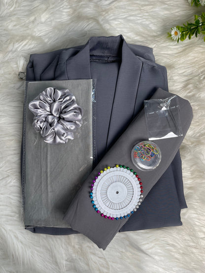 Tiktok Fabric Abaya Set -  Grey