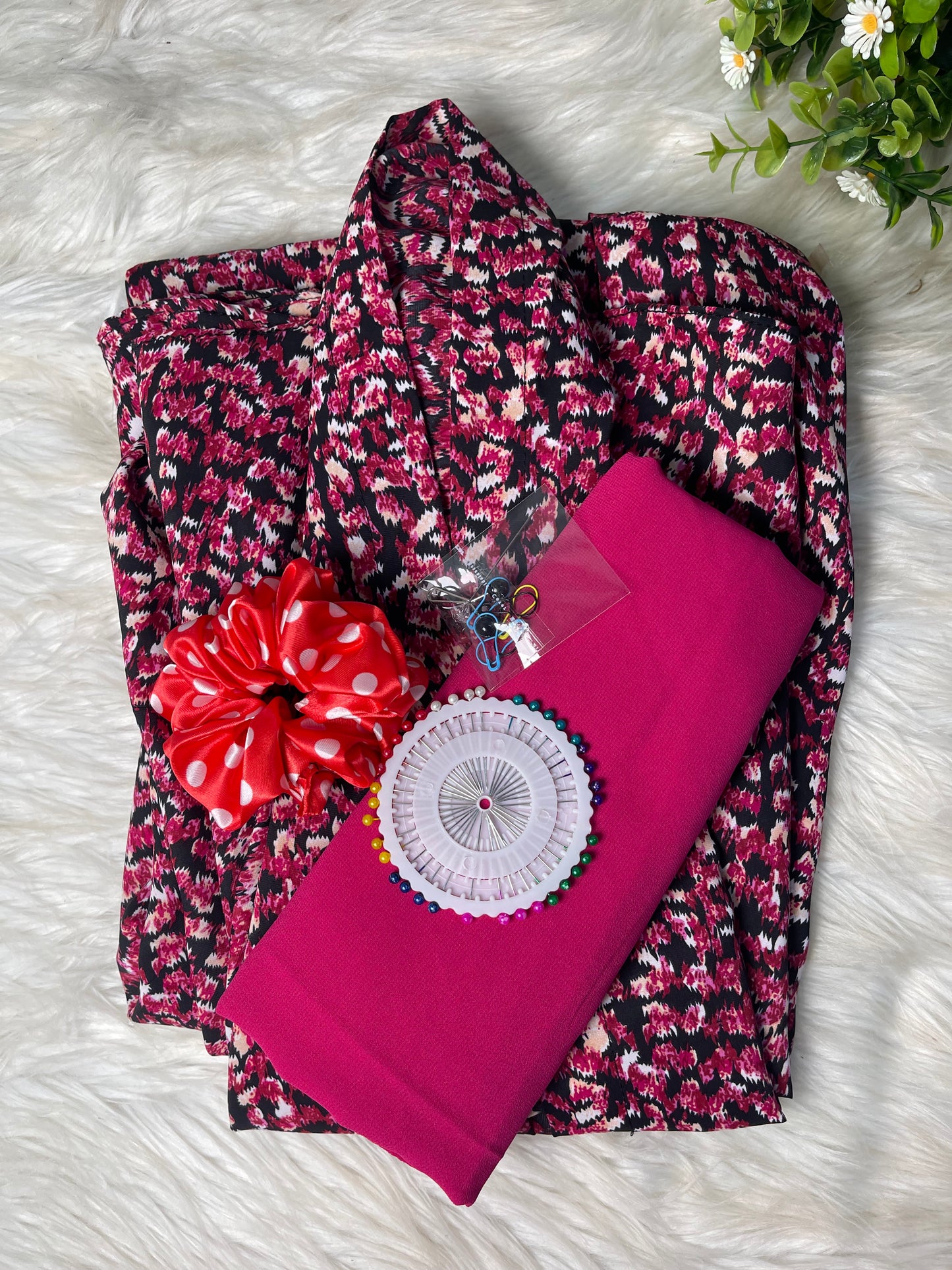 Long Flair Abaya Set -Maroonish pink
