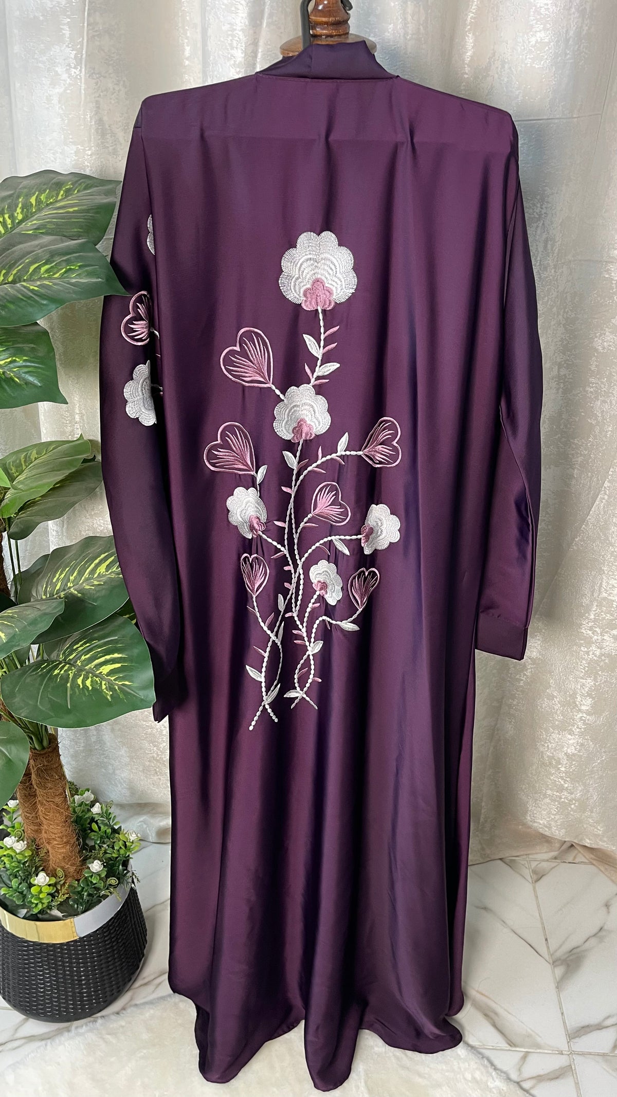Tiktok Embriodery Abaya Set - Purple
