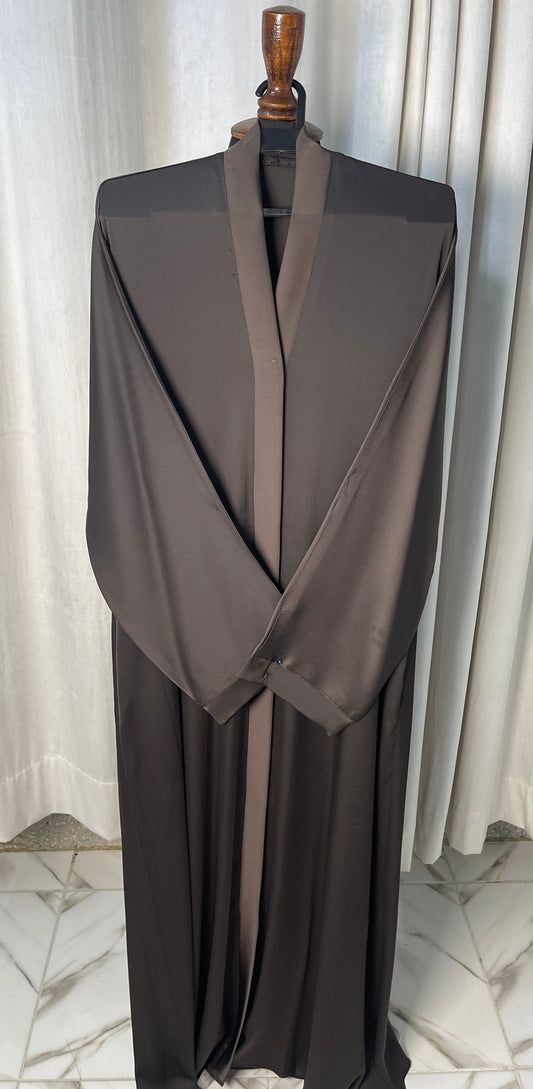 Tiktok Fabric Only Abaya With 1 Side Pocket - Wallnut