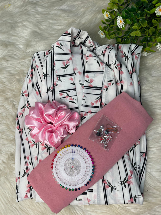 White With Pink Flowers