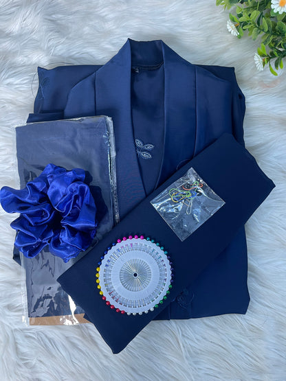 Embriodery abaya set - Navy
