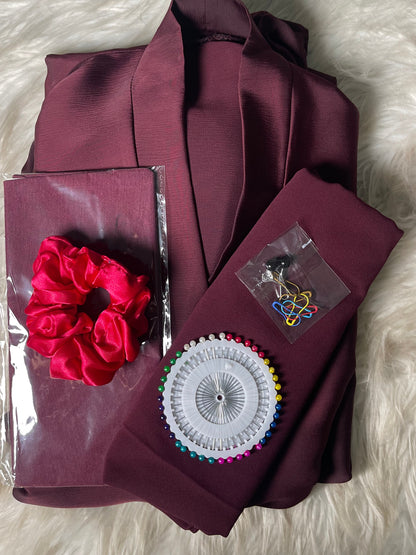 Tiktok Fabric Abaya Set - Maroon