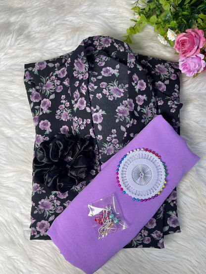Black With Lavender flowers