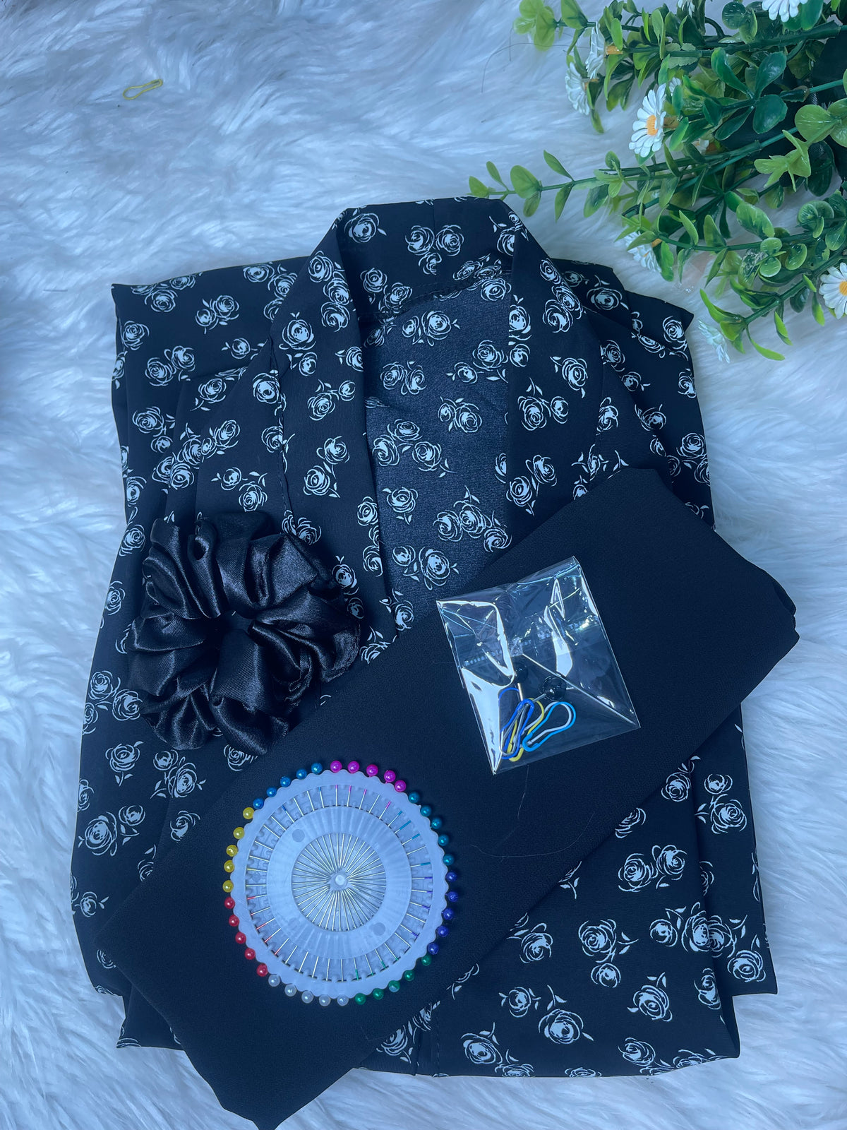 Black with White Roses