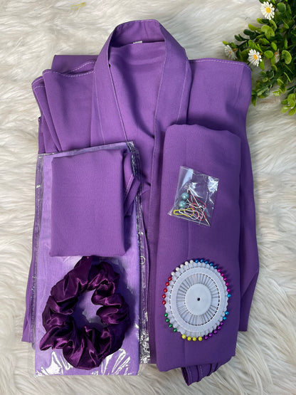 Long Flair Abaya Set - Lavendar