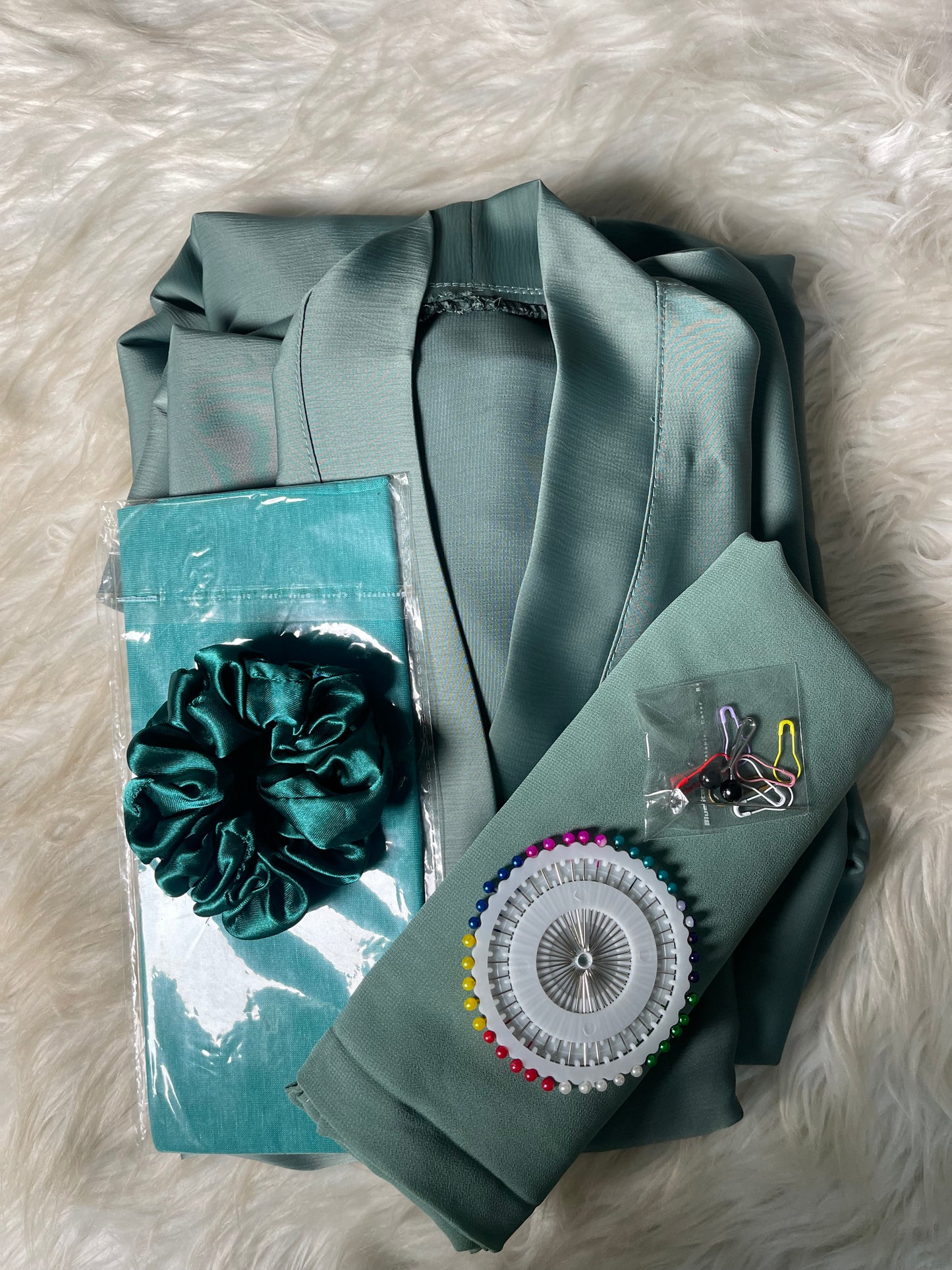 Tiktok Fabric Abaya Set -Mint
