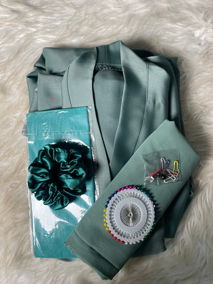 Tiktok Fabric Abaya Set -Mint