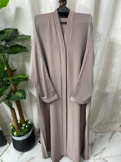 Tiktok Fabric Abaya Set - LightBrown