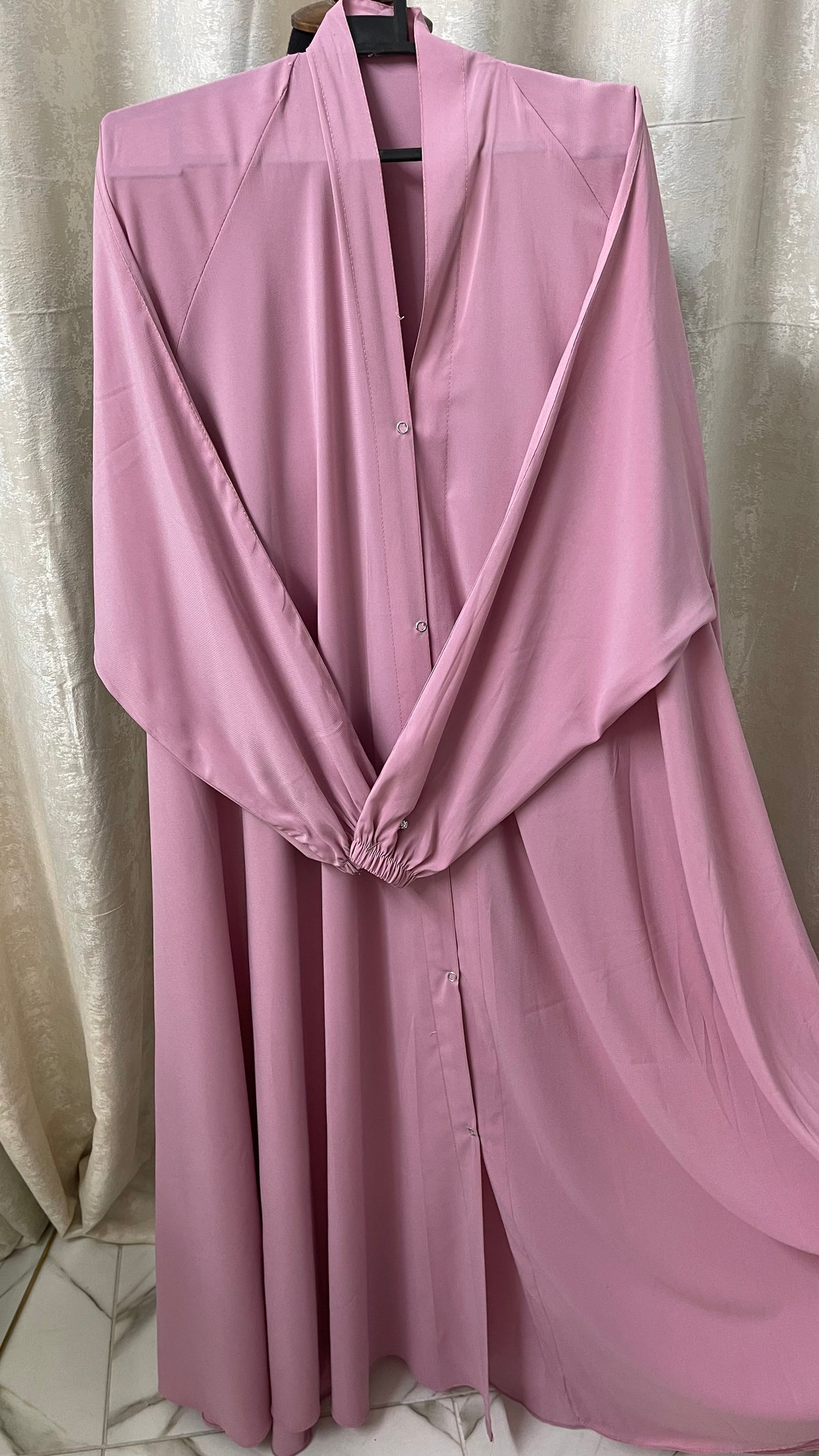 Long Flair Abaya Set - Tea Pink