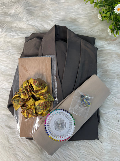Embriodery abaya set - Khaki