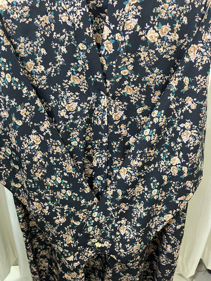 Printed Abaya - Black With Chocalate Flowers