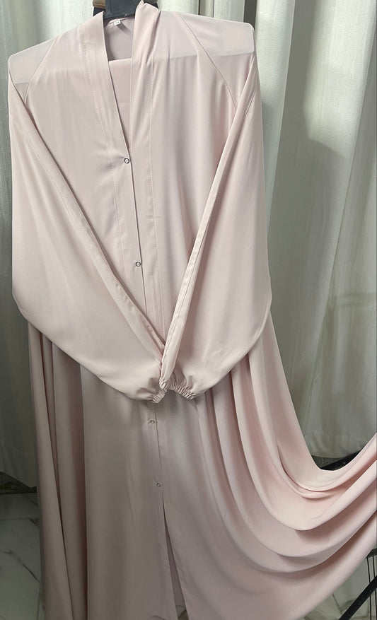 Long Flair Abaya Set - Dustypink