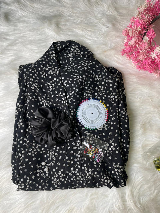 Abaya With Scrunchie & Pins