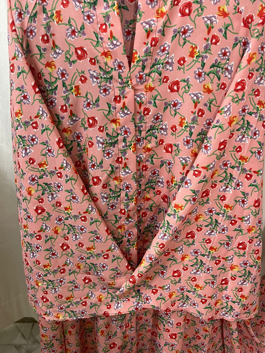 Long Flair Abaya - Peach with flowers