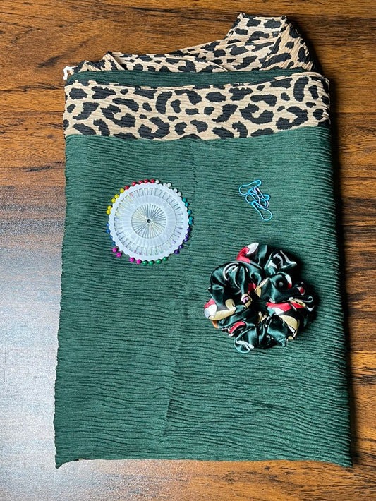 Lawn Crinckle Soft Hijab - Dark Green