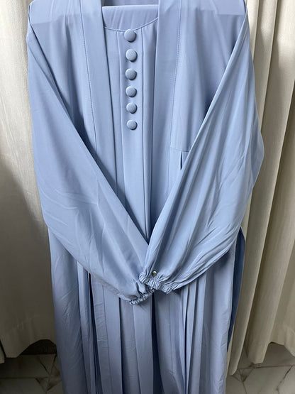 Double Coat Abaya Georgette with Hijab (Free Gift) - SKY BLUE