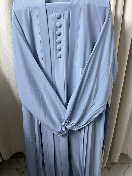 Double Coat Abaya Georgette with Hijab (Free Gift) - SKY BLUE