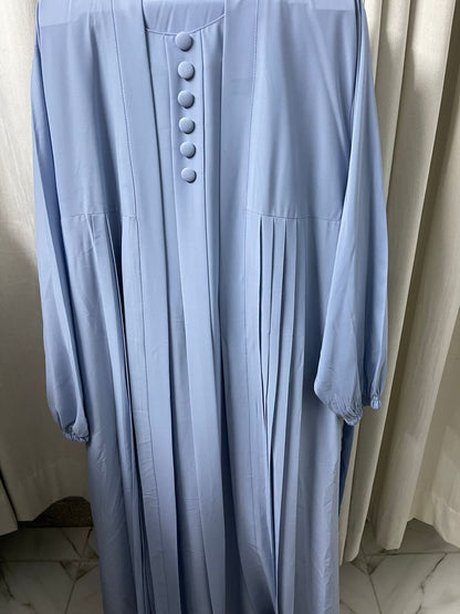 Double Coat Abaya Georgette with Hijab (Free Gift) - SKY BLUE