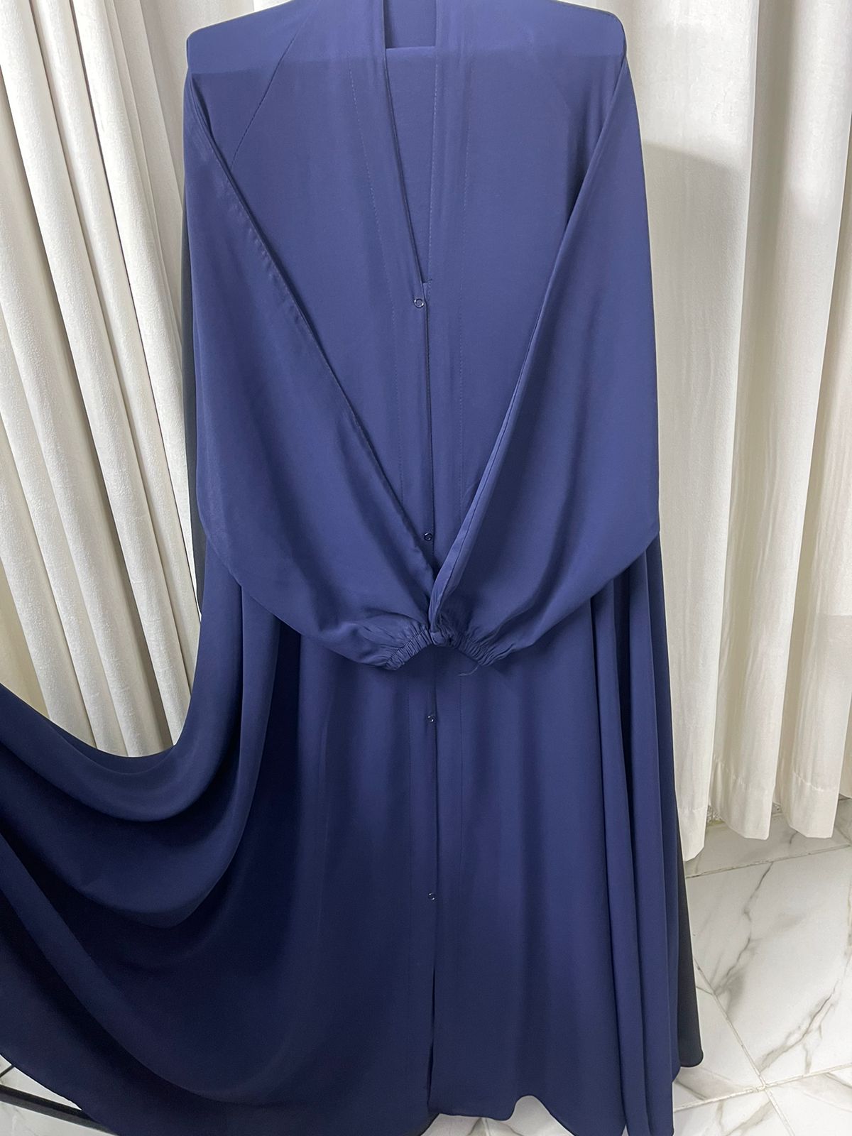 Long Flair Abaya Set - Navyblue