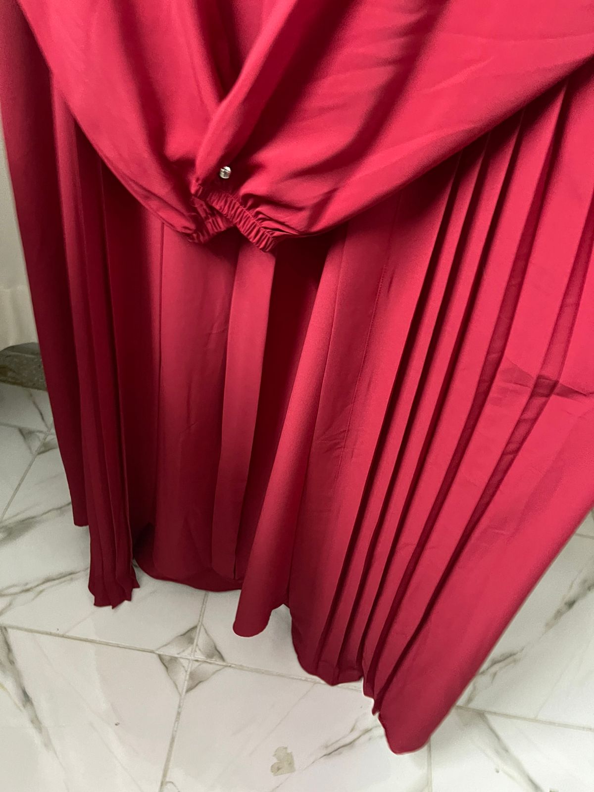 Double Coat Abaya Georgette with Hijab (Free Gift) - Reddish Maroon