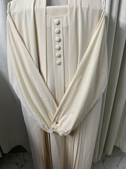 Double Coat Abaya Georgette with Hijab (Free Gift) - Ivory