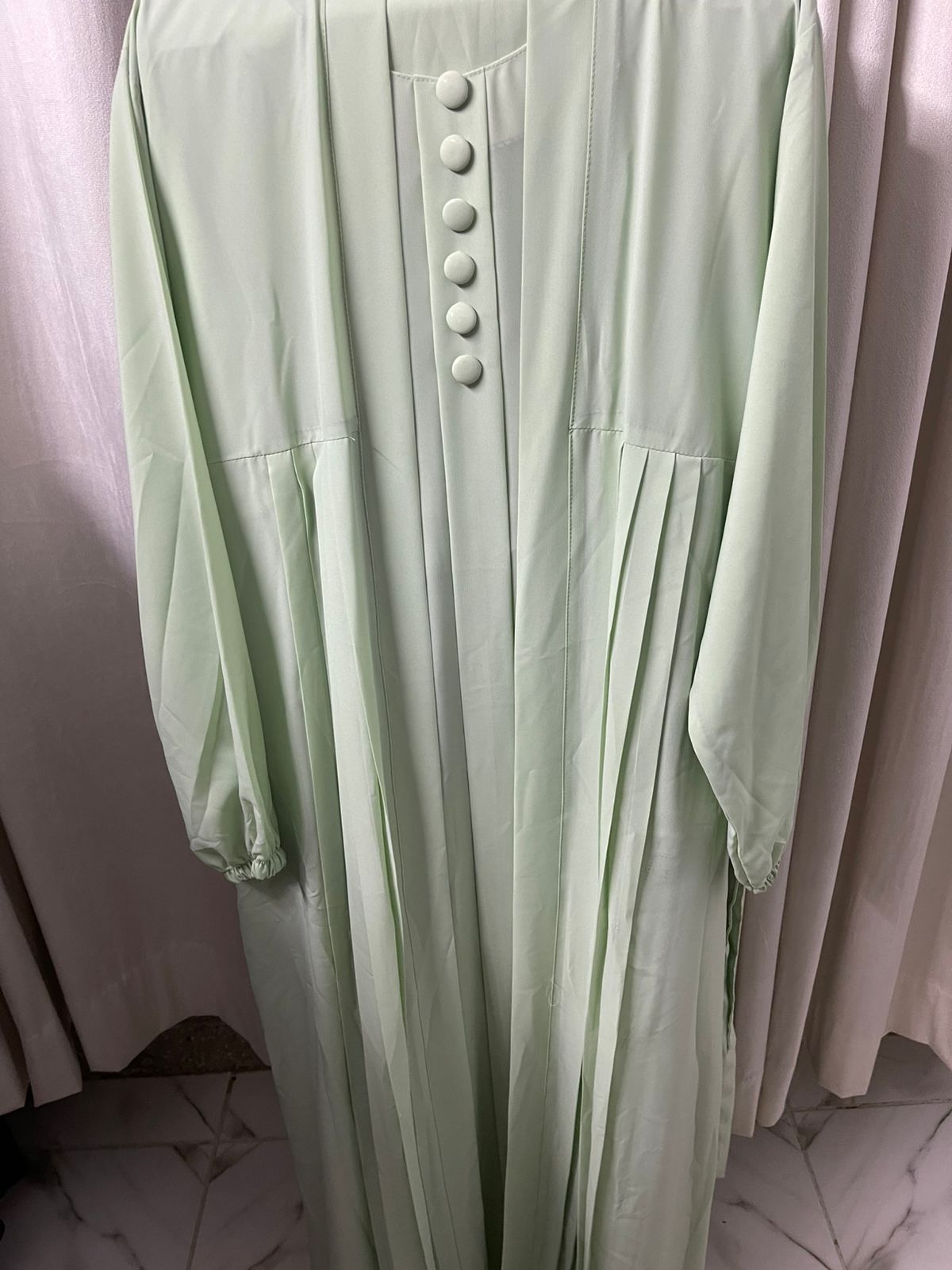 Double Coat Abaya Georgette with Hijab (Free Gift) - Mint green