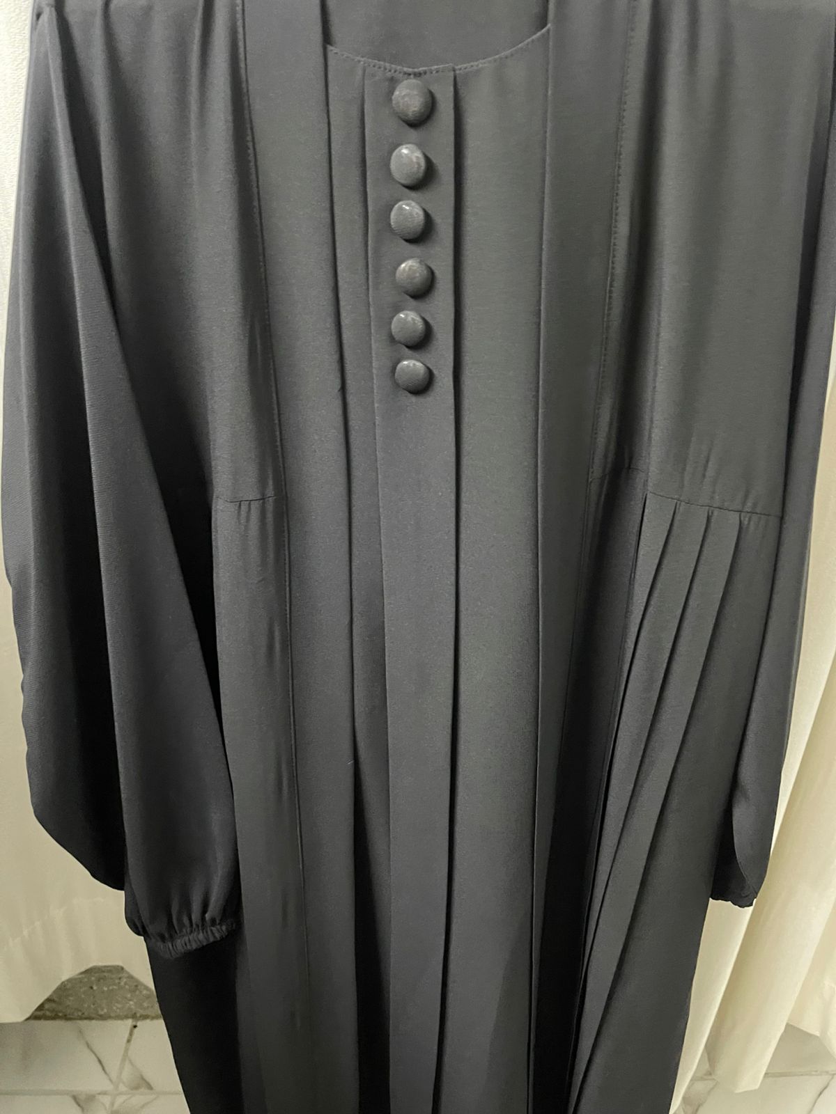Double Coat Abaya Georgette with Hijab (Free Gift) - BLACK