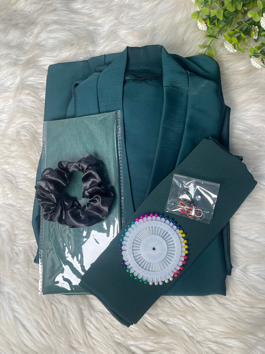 Tiktok Fabric Abaya Set - Peacock