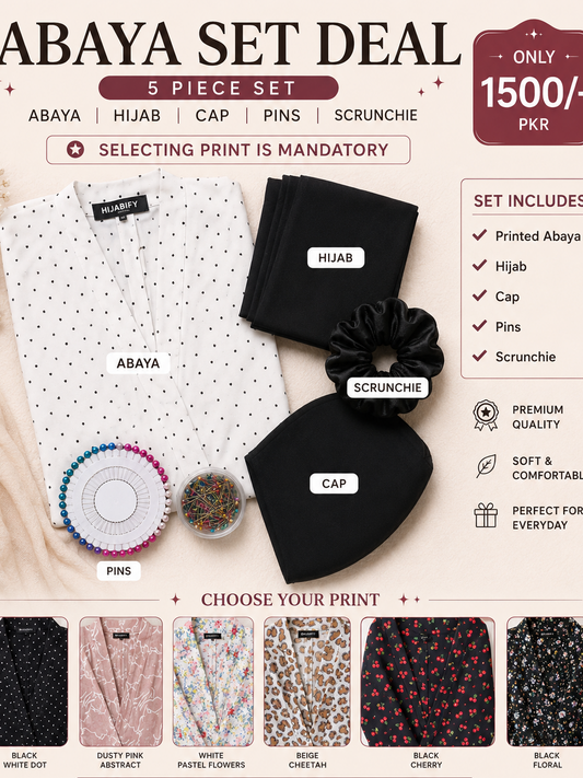 Printed Abaya Set With Free Gifts (Azadi Special Deal 2)