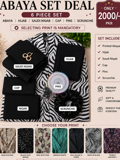 Printed Long Flair Abaya set (Jashn e Azadi Abaya deal 3)