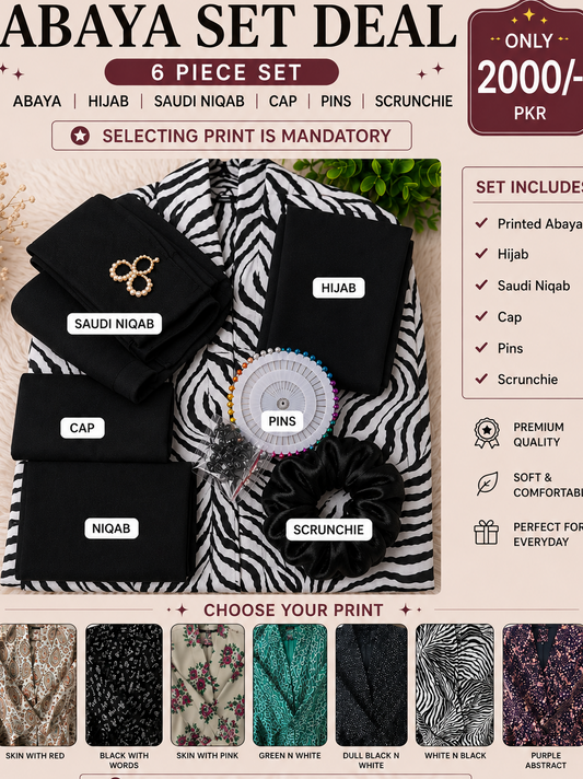 Printed Long Flair Abaya set (Jashn e Azadi Abaya deal 3)